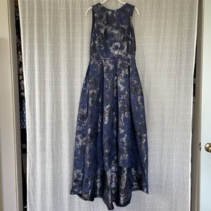 Nicole Bakti High Low Gown with Jewel Neckline